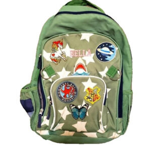 PATCH Embroidered Backpack with Pockets Dark Green Embroidered Backpack Tote